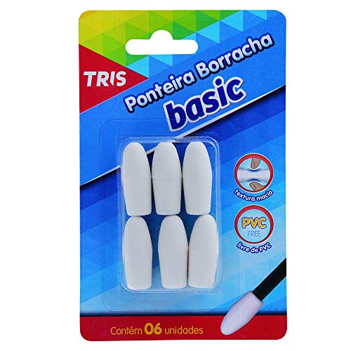 Ponteira Borracha, Tris, 7897476676401, Branco, pacote de 6