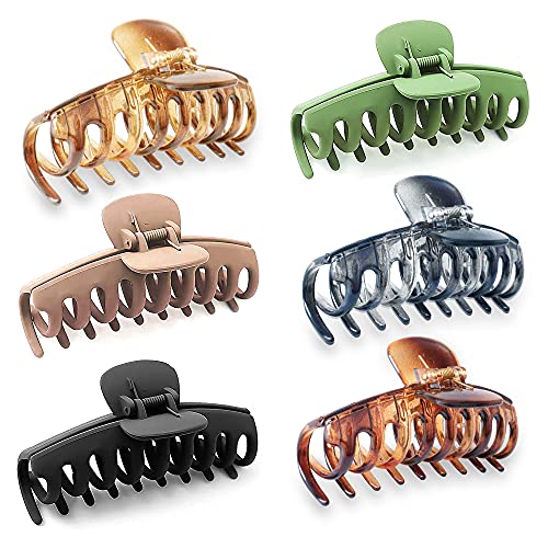 Large Hair Claw Clip 6 Pcs Hair Clips Women Girls Big Claw Non-Slip Grip Strong Jaw Clip For And Girls Straight Curly & Wavy Hair