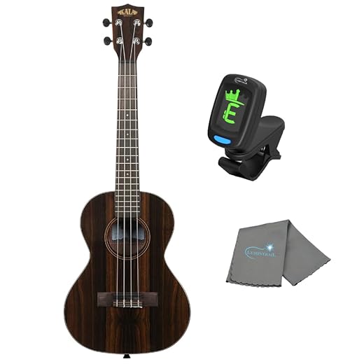 Kala Ziricote Tenor Ukulele by Kala KA-ZCT-T Bundle with a Tuner and Polishing Cloth