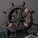 ULTNICE Nautical Wheel Decor Rustic Boat Ship Steering Wheel Fishing Net Wall Sculpture Rudder Hanging Ornament for Home Beach Theme Decor