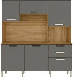 Armário de Cozinha Completa Ferrara 6 Portas 1 Gaveta Freijó/Grafite