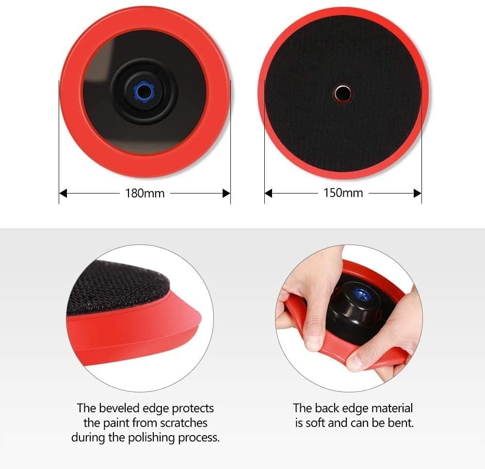 SPTA Woll-Polierpads, 150 mm, 100% natürliche Wolle, Polierpad mit Klettverschluss, 4-teiliges Set mit 5/8-11 Gewinde-Trägerplatte zum Polieren, Polieren und Schneiden
