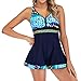 Produktbild Damen Schwimmrock, LeeMon Neckholder Gepolstert Tankini Zweiteiler Badeanzug V-Ausschnitt Badeanzüge Oberteil Und Slip Schwimmrock Monokini