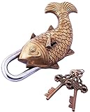 Serrure à poisson en laiton Figurine d\'art indien faite à la main de style antique en laiton – 17,8 x 7,6 x 3,8 cm