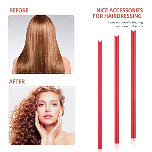 30 Pieces Flexible Curling Rods Twist Foam Hair Rollers Soft Foam No Heat Hair Rods Rollers And Steel Pintail Comb Rat Tail Comb For Women Girls Long And Short Hair (Red,9.45 X 0.3 Inch) #TOP3