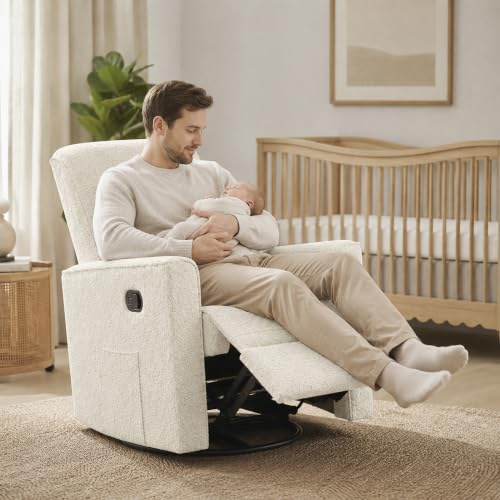 Image of Evolur Raleigh Plus Nursery Glider Recliner, GREENGUARD Gold, Plush Ivory