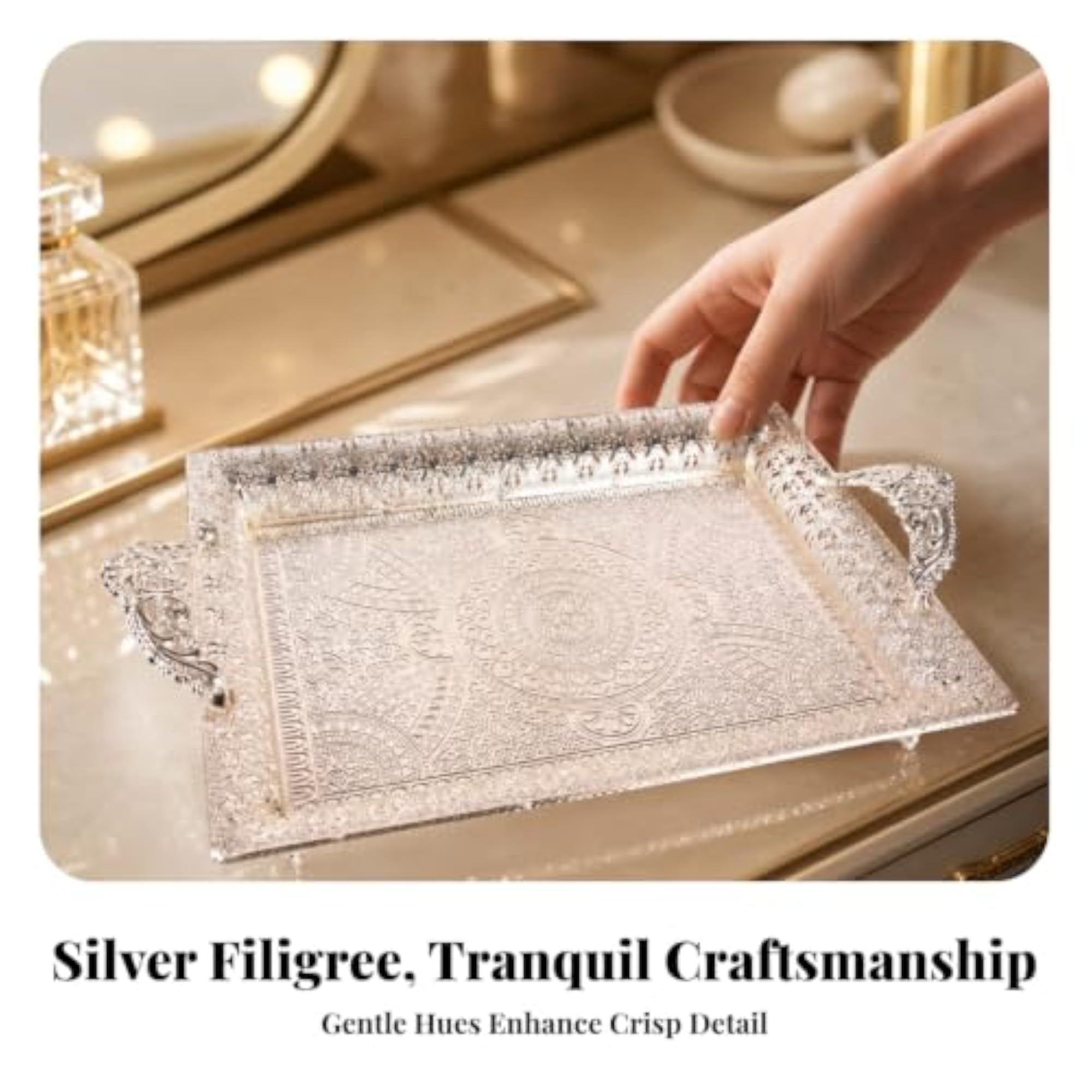 Ornate Peacock Pattern Tray, Vintage Embossed