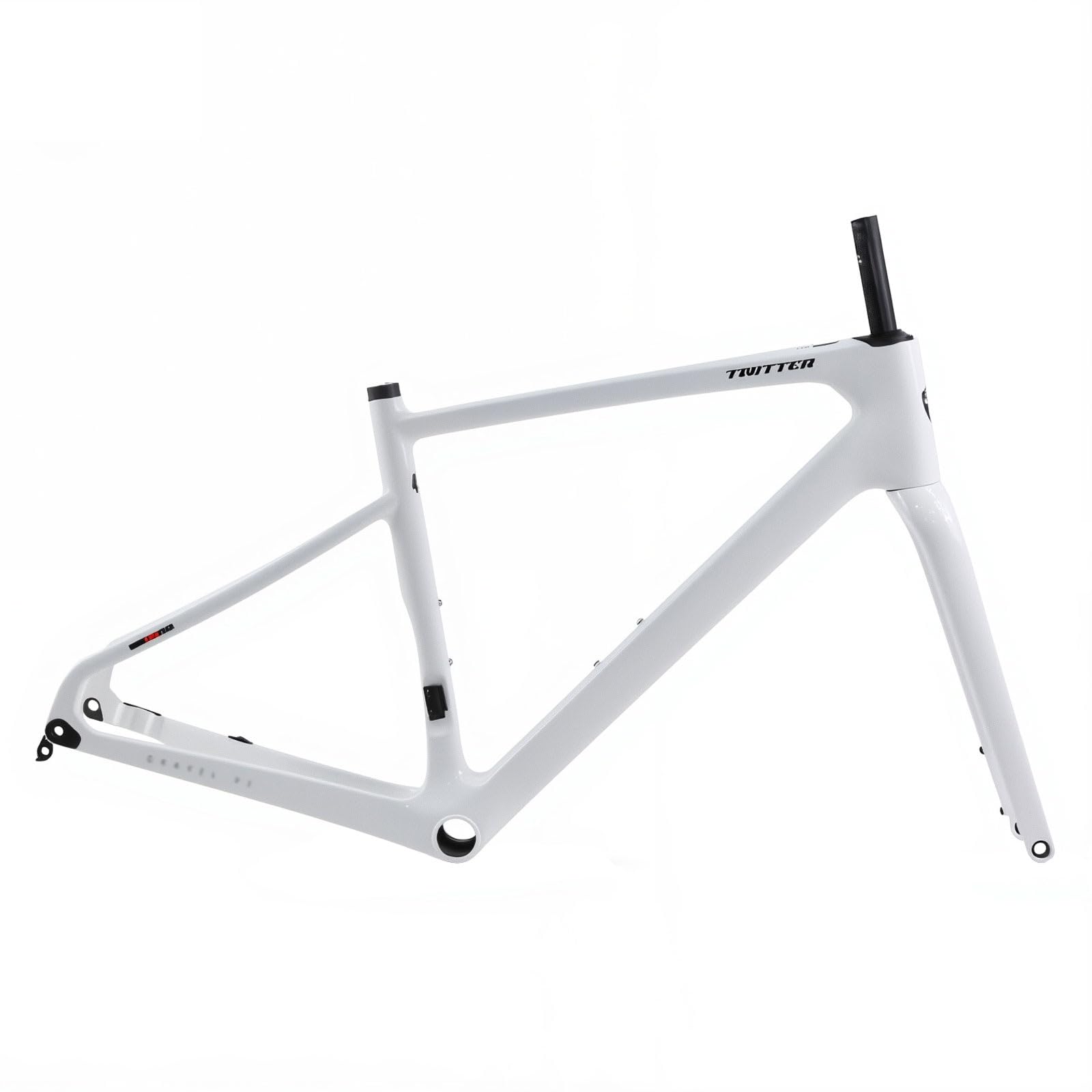 TUJISEK 700C Gravel Road Bike Frameset 45/48/51/54CM Carbon Fiber Bike Frame With Fork Disc Brake Thru Axle Bike Frames F12*100MM R12*142MM(White,54CM)