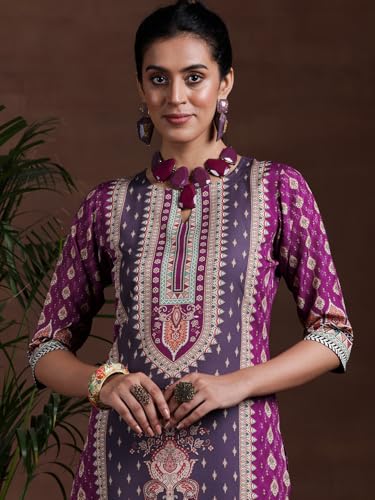 Image of Libas Women Poly Crepe Kurta Set 369500R Purple | daily wear suit