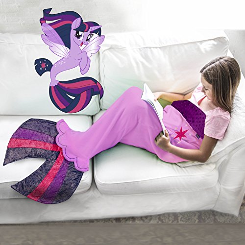 Blankie-Tails-My-Little-Pony-Mermaid-Blanket-Wearable-Blanket-Double-Sided-My-Little-Pony-Minky-Fleece-Blanket-Mermaid-Tail-Blanket-56-H-x-27-Kids-Ages-5-12-Twilight-Sparkle-Seapony 51cgFjEhwdL