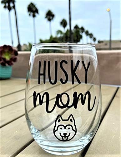 Husky Mom - Cute Birthday Gift for Husky Dog Lover - Premium 21oz Stemless Wine Glass Drinking Cup - Image 3