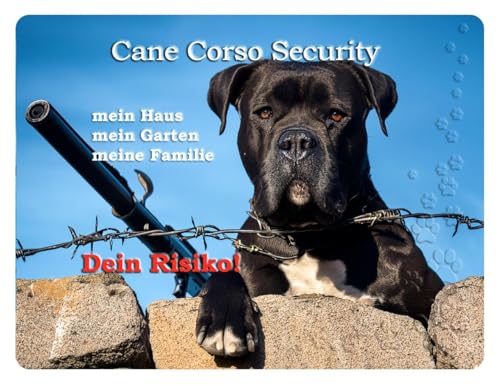Merchandise for Fans Warnschild - Schild 30x40cm Motiv: Hund Cane Corso Security (05)