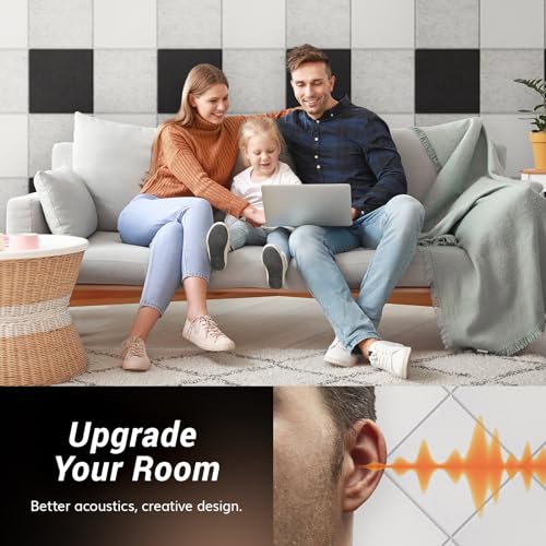 Image of TONOR 18 Pack Acoustic Panels Self-adhesive, 11.6 inchx 11.6 inchx 0.4 inch Square Soundproof Wall Panels, Noise Dampening Insulation Treatment Wall Decor Sound Absorbing Padding for Recording Studio Home, White