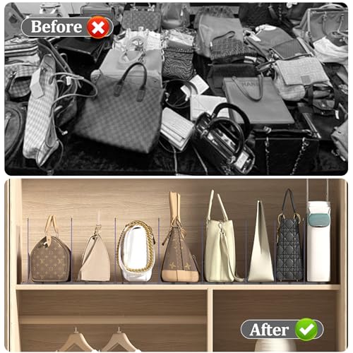 WEXFFU Handtaschen Organizer 5 Stück Handtaschen Aufbewahrung Schrankregaltrenner und Organizer,Regaltrenner Abnehmbarer und Verstellbarer Abstand für Schränke Büro Schuhe Bücher