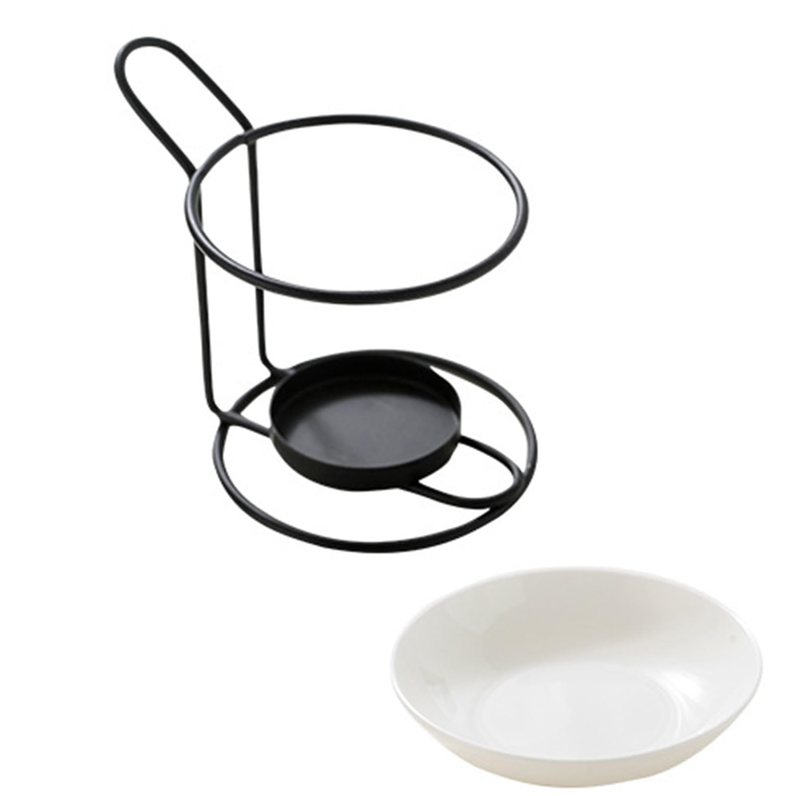 Jazuaiao Ceramic Tealight Candless Holder, Essential Oil & Wax Melt Burners, Decorative Burners for Home Decor Ceramic Incenses Iron Hanging Basket