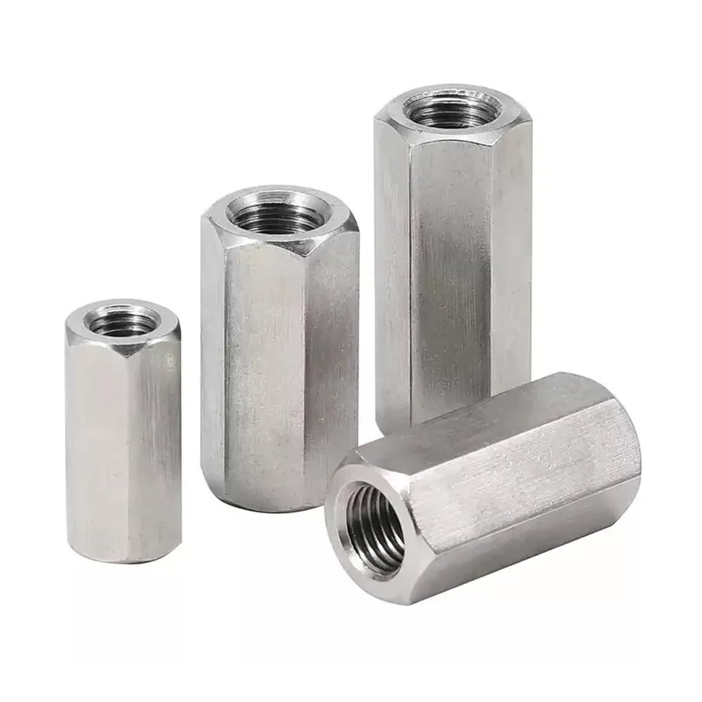 Dado a mano 1 pz M12 M14 M16 304 acciaio inossidabile filettatura sinistra destra dadi di accoppiamento asta esagonale dado di estensione giunto viti dado filettato collegamento(M12x60xS19(1pcs))