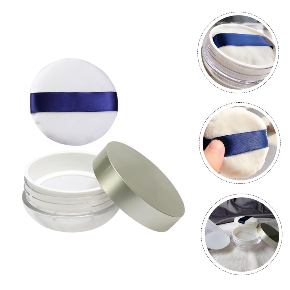 Healvian Travel-friendly Powder Case Mesh Cover Abs Plastic Makeup Powder Puff Holder 1 Piece Random Color