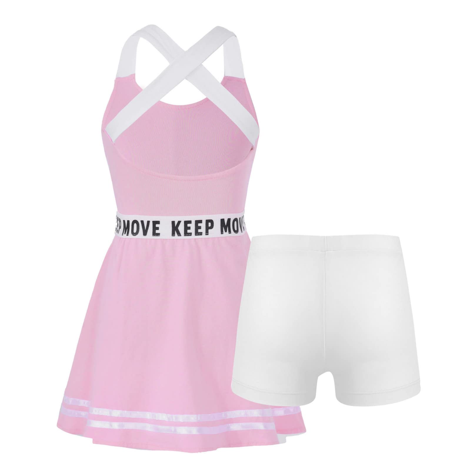 iiniim Mädchen Sport Set Tenniskleid + Shorts Golf Sport Kleider Ärmellos Racerback Sportliche Trainingskleid Fitness Yoga Outfits