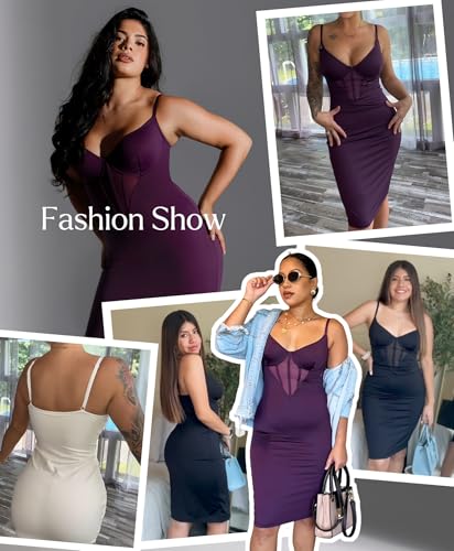 Popilush Shapewear Dress Corset Dress Mesh Bodycon Dresses for Women Slip Dress Party Midi Dresses Club Outfits4