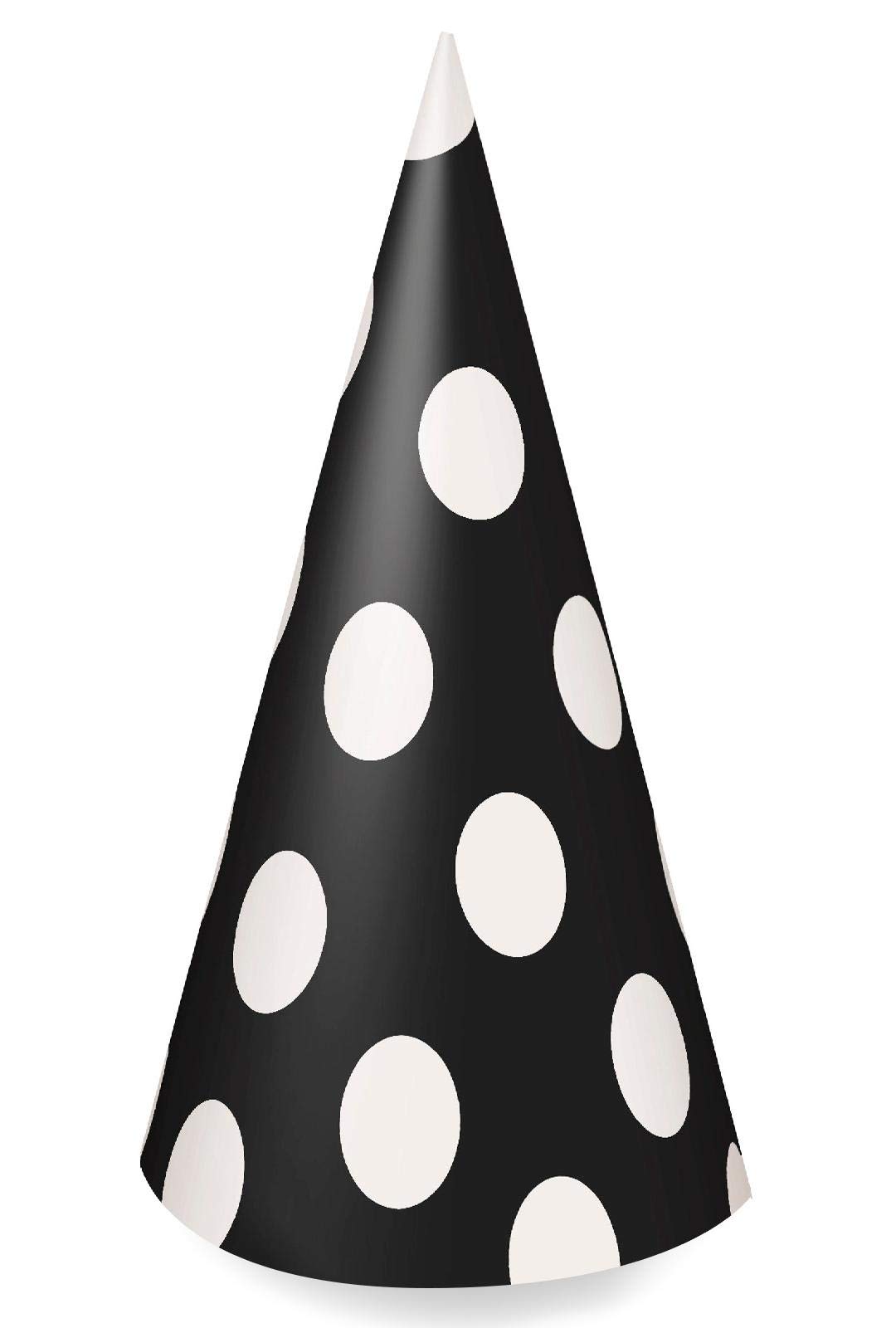 Unique Party 60390 - Black Polka Dot Party Hats, Pack of 8
