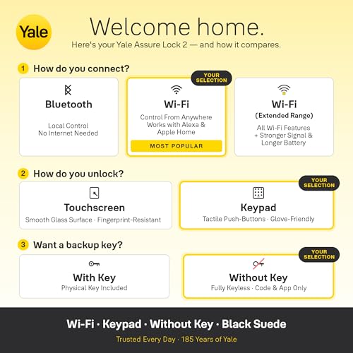 Image of Yale Assure Lock 2 Deadbolt, Black Suede Key-Free Smart Entry Door Lock with Wi-Fi Connected Keypad for Code Entry and Remote Access, YRD430-WF1-BSP