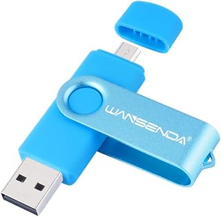 OTG USB Flash Drive Wansenda 2 in 1 USB Memory Stick Micro Port & USB 2.0 Pen Drive for Android Devices/PC/Tablet/Mac (64GB, Blue)