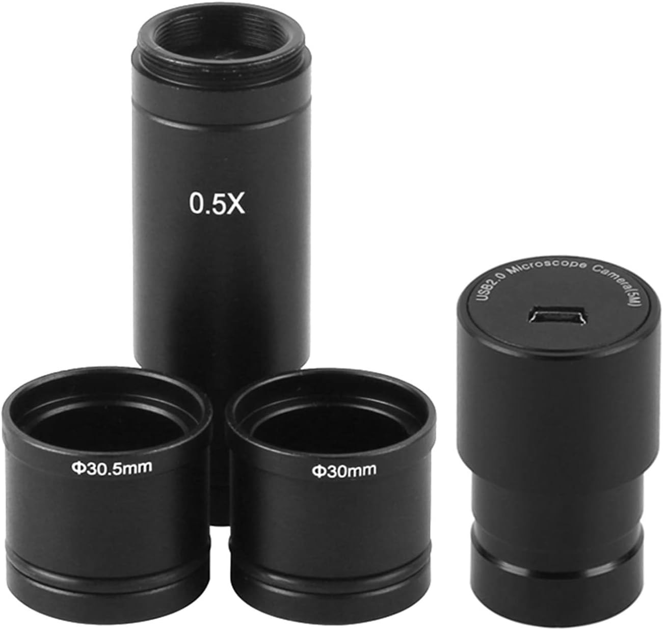 Microscope Camera 5.0MP HD USB Digital Electronic Eyepiece C-Mount Video Camera+2/PCS Ring +0.5X C Mount Lens for Biological Stereo Microscope for PCB Board CPU Repair Soldering