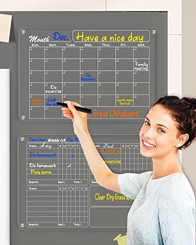 Set Lavagna Magnetica Frigo 3 Pezzi – Calendario Mensile, Settimanale E Giornaliero, 21x28 Cm, Per Pianificazione E Promemoria