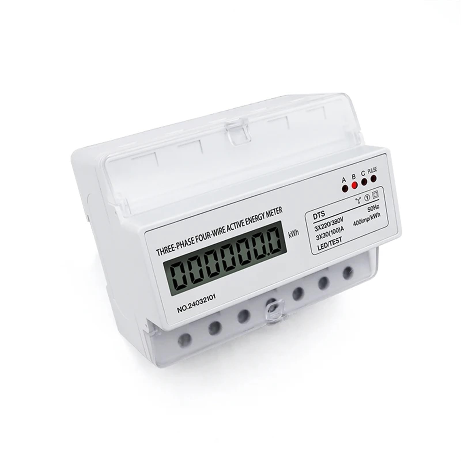 Medidor de energía trifásico de cuatro cables, 380 V, LCD, medidor electrónico de potencia, vatímetro, KWh, 100 A, CA, LCD, 7 P, 50 Hz, 3 P, 4 W, DTS017, 1 unidad