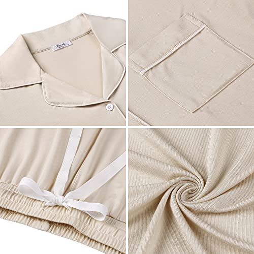 Image of Cherrydew Women Bamboo Viscose Super Soft Comfy Summer Cooling Short Sleeve Button Down Pajama Shorts Set S-XXL
