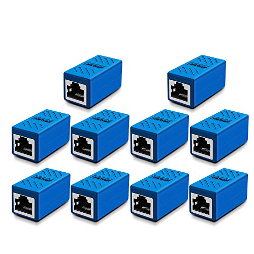 Coupleur RJ45 bleu en lot de 10 pour rallonge de câble Ethernet Cat7 Cat6 et Cat5e