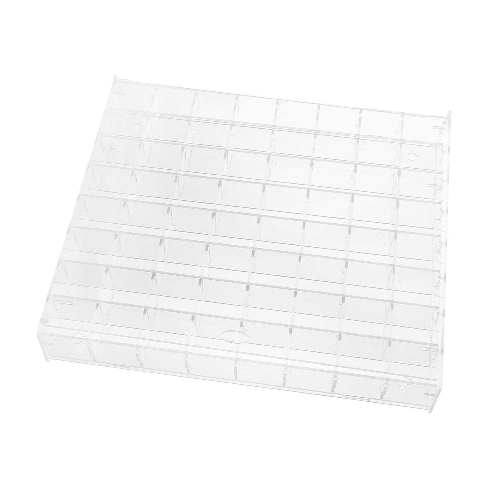 Vitrina Expositora Acrílica para Colecciones de Minerales y Cristales con 64 Compartimentos y Puerta, Adecuado para Habitaciones Compactas y Montaje en Pared