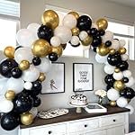 Black and Gold Balloons,50pcs 12 Inch Black White Gold Confetti Balloons Set,Black Gold Latex Balloons for Graduation Birthday Wedding Anniversary Party Decorations - Image 3
