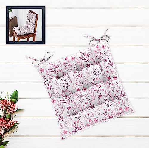 Image of Cotton Shell with Mixed Fiber Filled Printed Chair Cushion - Lavender Flower (Pack of 1)