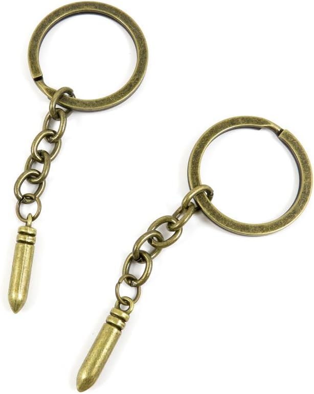 Antique Bronze Keychain Key Chain Tags Keyring Ring Jewelry Making Charms Supplies KC0847 Bullet