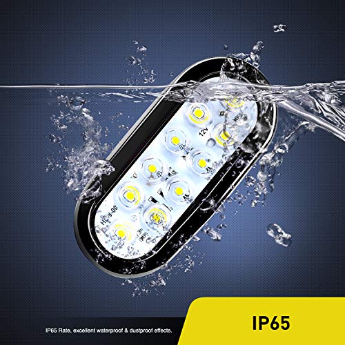 Nilight TL-09 6 Inch Oval White Led Trailer Tail Lights 2Pcs 10 Led W/Flush Mount Grommets Plugs Ip67 Waterproof Reverse/Back Up Trailer Lights thumb #5