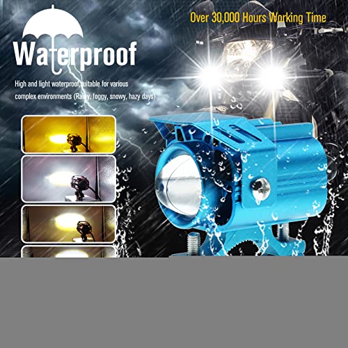 BUKERME DC12-85V Motorcycle Spot Lights,White/Amber 4xModes Driving Lights LED Kit High Power LED Chips for Motorcycle e-Bike Car ATV UTV Truck.