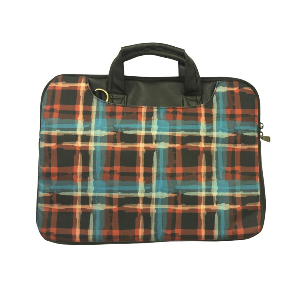 Hrdya Multicheck Digital Printed Laptop Sleeve With Sling Unisex Laptop Bag