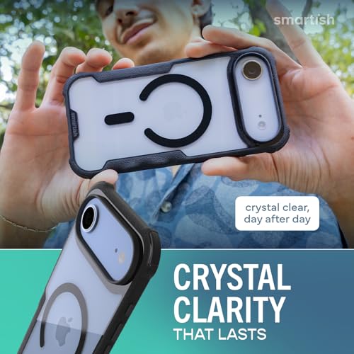Image of Smartish iPhone Air MagSafe Case - Gripzilla Protective Magnetic Case for Men [Rugged + Tough] Military Grade Heavy Duty Grip Armor - Drop Tested for Apple iPhone Air - Clearly Black