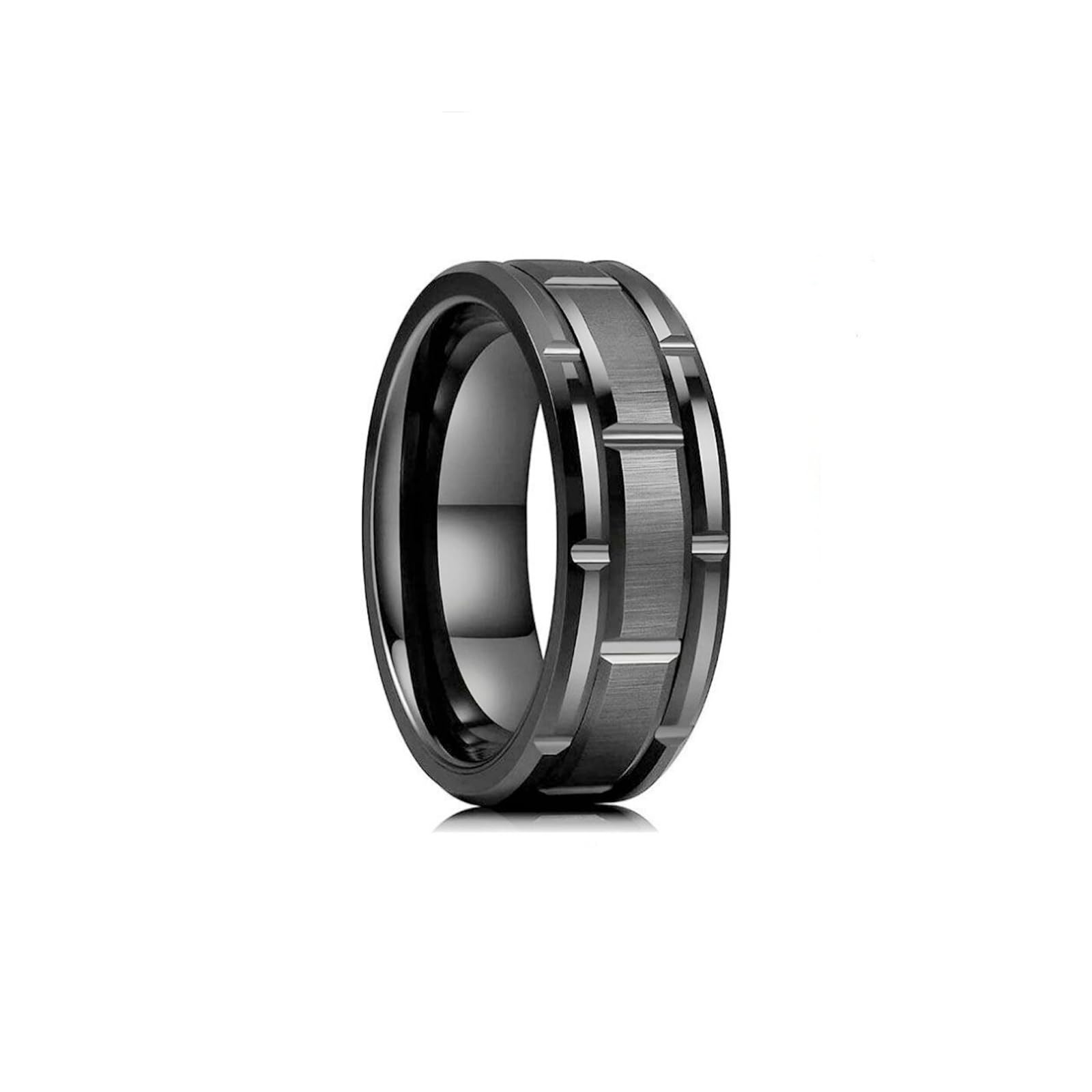 MAGIIE Vintage clásico Anillos de Hombre,Anillo de Acero Inoxidable para Hombre,Anillo 6MM Anillo Banda Hombre Negro