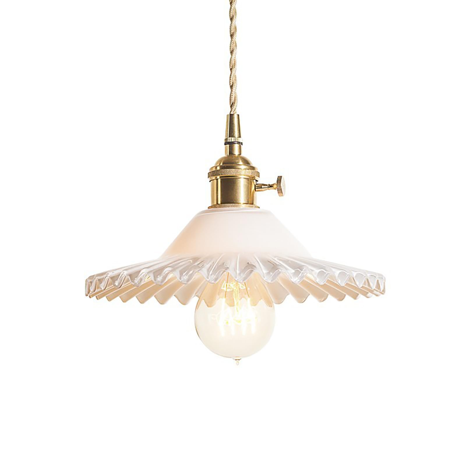 LOTREEMilk White Vintage Glass Round Pendant Light Fixtures Gold Brass Finish and Switch Pendant Chandelier for Farmhouse(Glass)