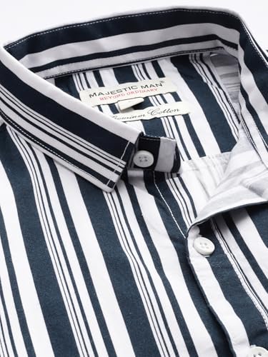 Image of Majestic Man Men's Standard Slim Fit Striped Pure Cotton Casual Shirt