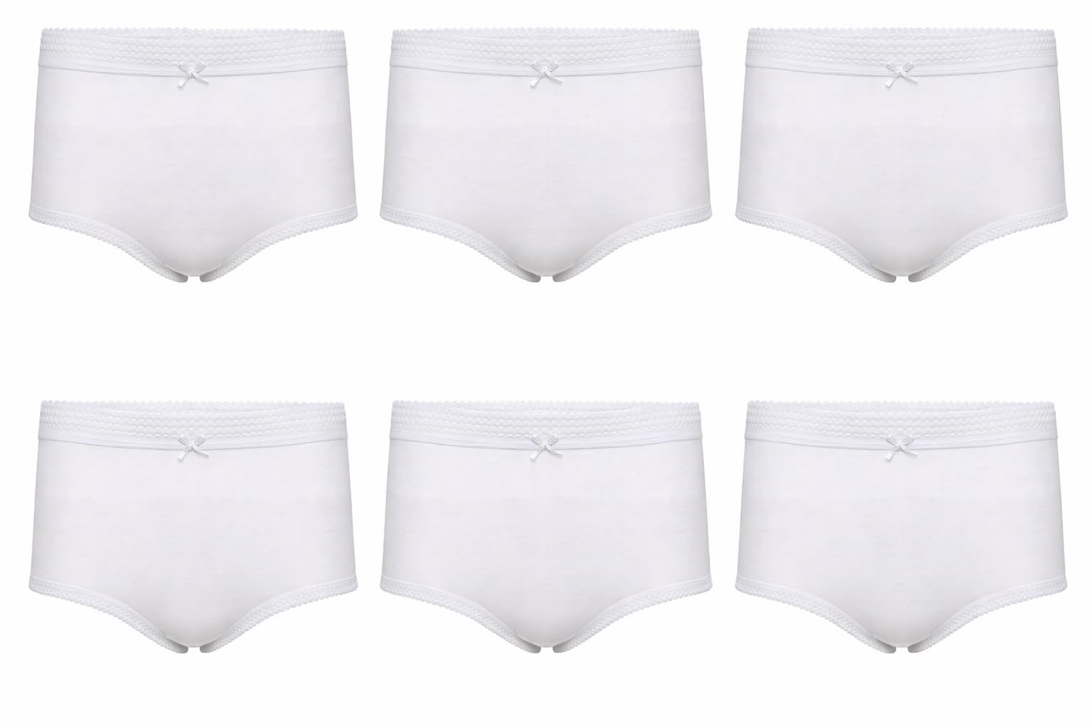 Vearz Women's White (06 Pack) Maxi Briefs Multipack Cotton Rich Underwear - Mid Rise Panties Soft Stretch Full Coverage Comfort Fit Hipster Knickers (12-14 (Wms 36"-38" Hip), )