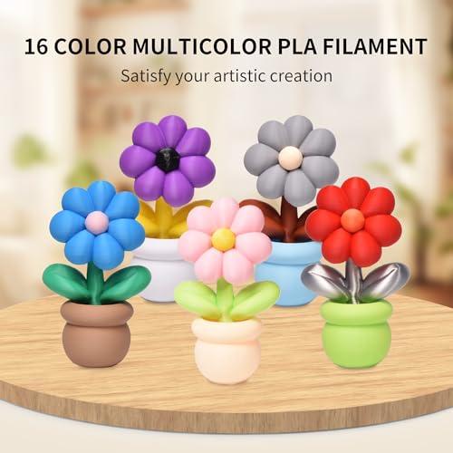 Image of RAMBERY 200gx16 PLA+ Filament Bundle 1.75mm, 16 Colors PLA Plus 3D Printing Filaments, Dimensional Accuracy + /- 0.02 mm, 200gX16 Spools