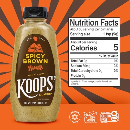Image of Koops' Spicy Brown Mustard, 12 oz. Bottle, 4-Pack