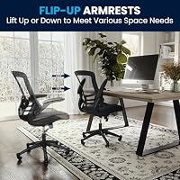 Flash Furniture Mid-Back Black Mesh Swivel Ergonomic Task Office Chair with Flip-Up Arms — image 10