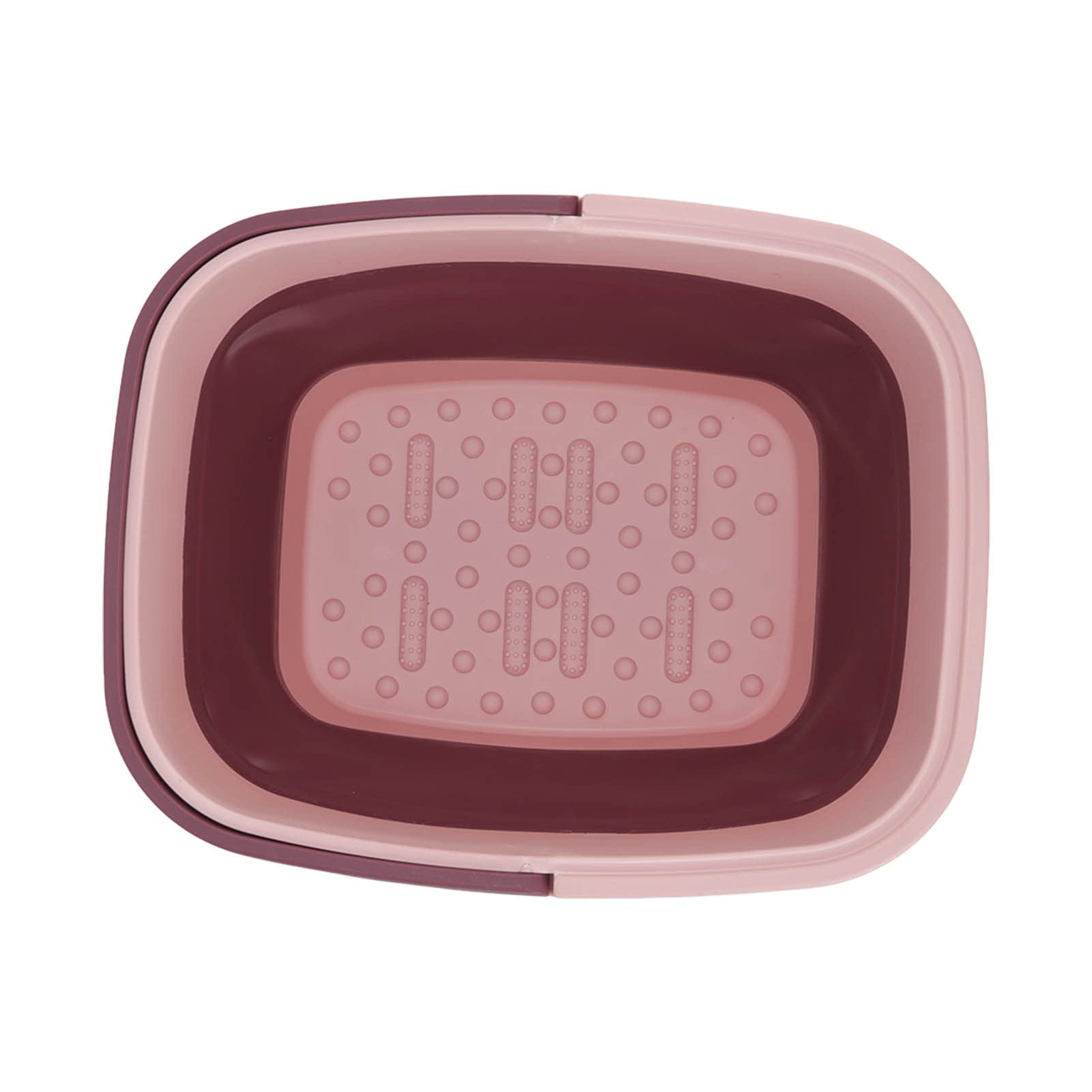Cubo de masaje plegable de silicona para el hogar y los viajes, cuenca de spa portátil para la relajación (rosa)