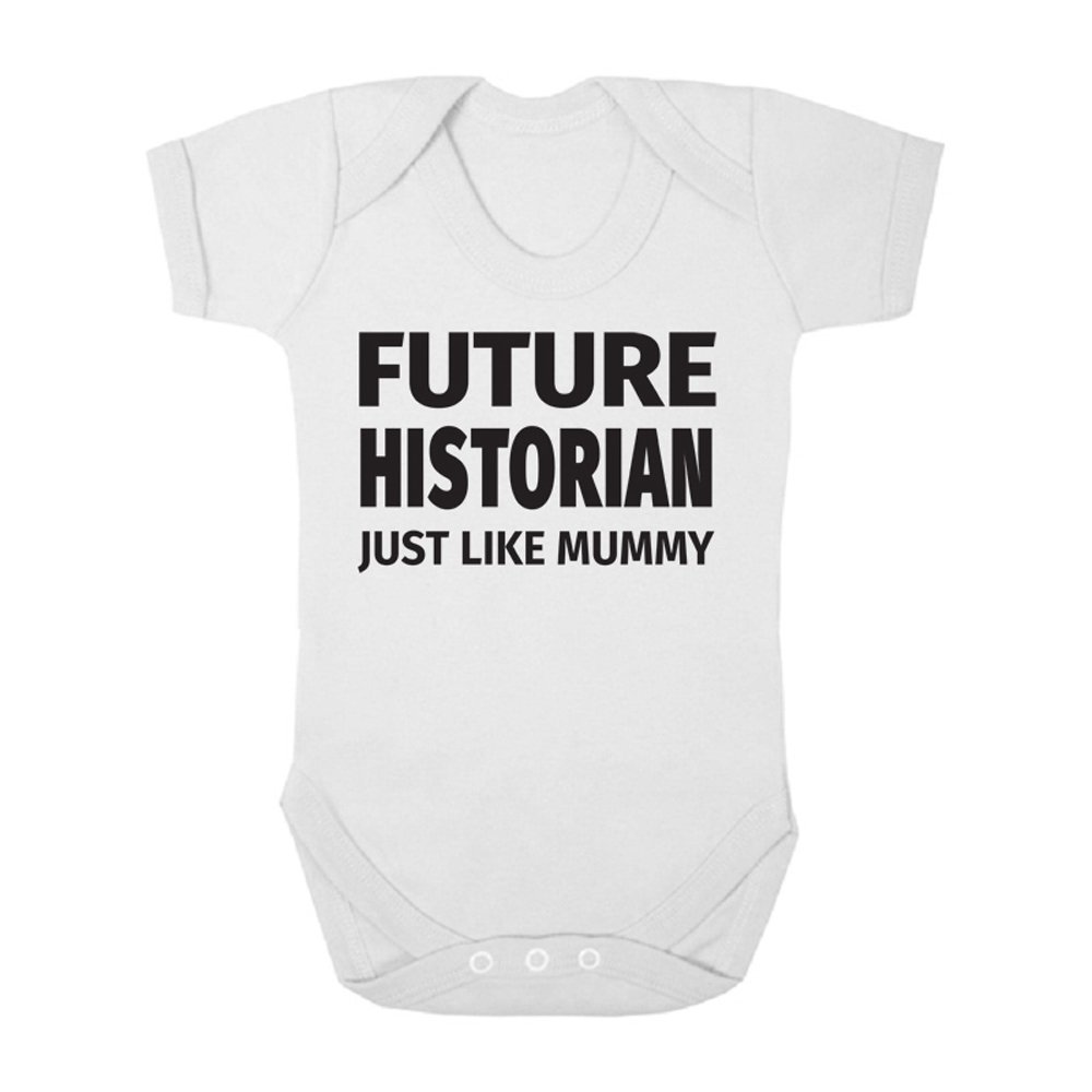Future Historian Just Like Mummy Cute Boys and Girls Baby Vest Bodysuit (6-9 Months, White)
