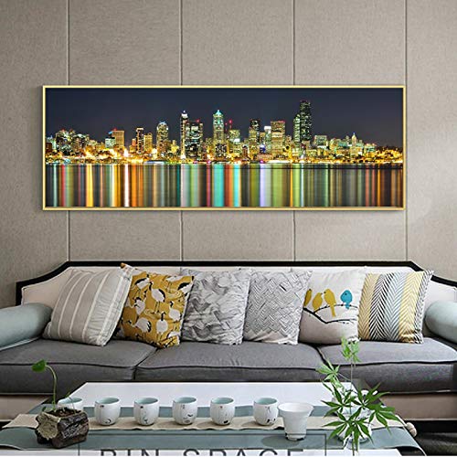 Toile paysage urbain moderne 50x150cm sans cadre pour decoration de salon