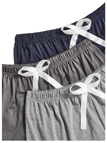 Image of Milumia Women's Plus Size Pajama Shorts Ruffle Hem Sleep Lounge Pj Shorts | 3 Pack,Elastic Waist ,Stretchy,Comfortable,Home Living,Sleepwear